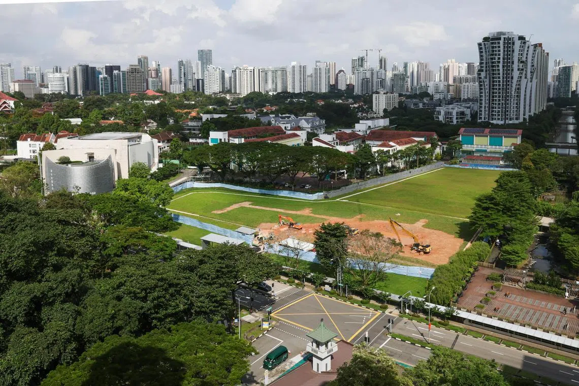 Aerial view of plot of land along Tanglin road, infront of Crescent Girls’ School, Jan 26, 2024. 
