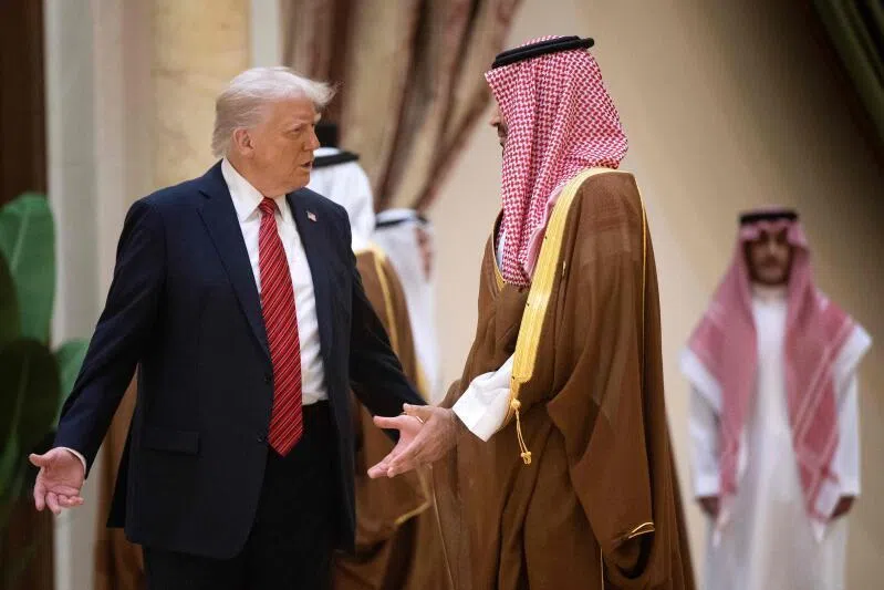 US President Donald Trump with Saudi Crown Prince Mohammed bin Salman during a gathering of the six-nation Gulf Cooperation Council in Riyadh, on May 14.