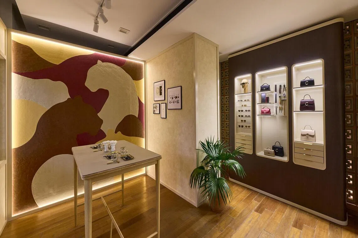 The leather room features two panther-inspired bag collections.