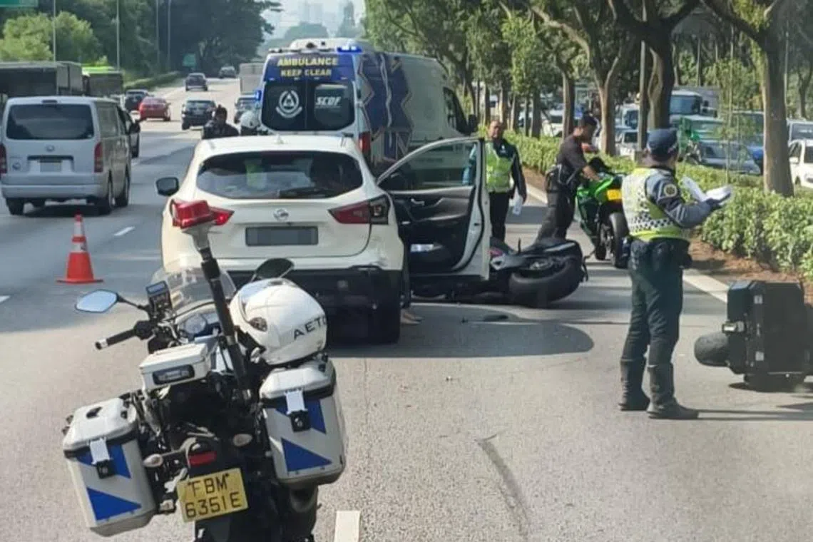 3 motorcyclists taken to hospital after multi-vehicle accident on PIE during morning rush hour