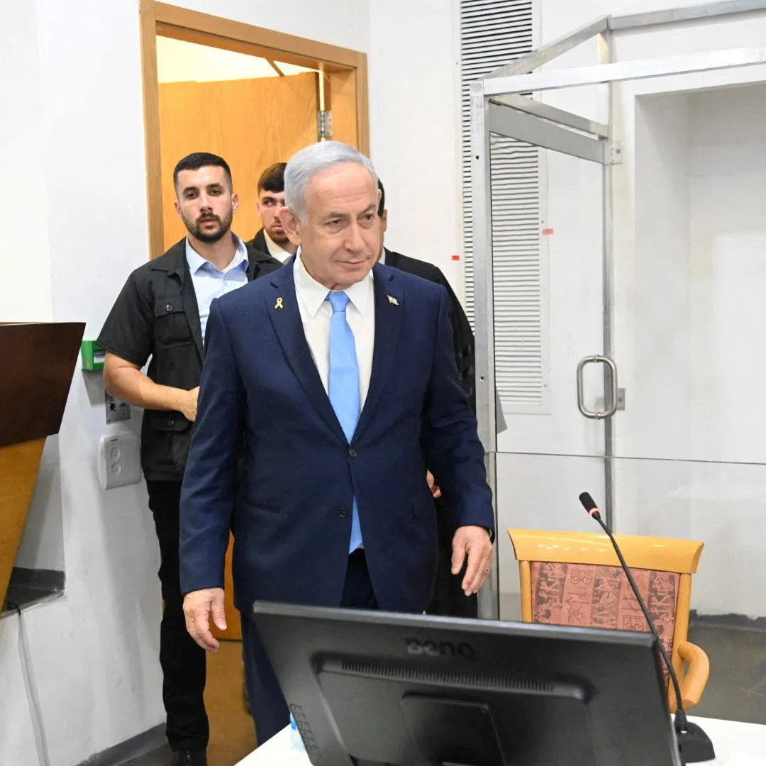 Israeli Prime Minister Benjamin Netanyahu attends his trial on corruption charges at the district court in Tel Aviv, Israel, 12 March 2025. Yair Sagi/Pool via REUTERS/File Photo