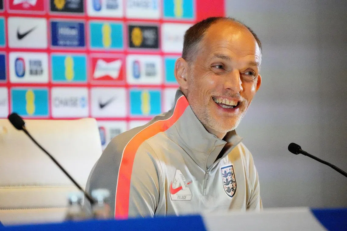 Soccer Football - FIFA World Cup 2026 - England Press Conference - Gardens North County District Park, Palm Beach Gardens, Florida, U.S. - June 9, 2026 England manager Thomas Tuchel during the press conference IMAGN IMAGES via Reuters/Jim Rassol