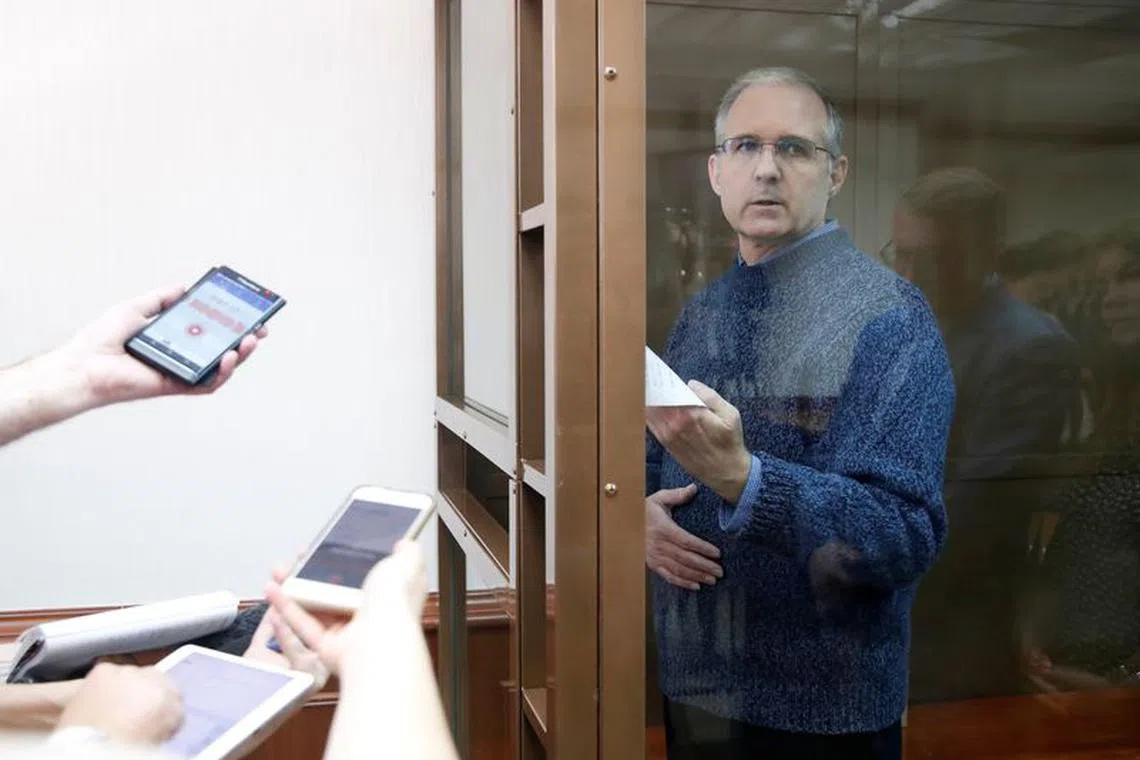 Former U.S. Marine Paul Whelan, who was detained and accused of espionage, stands inside a defendants' cage during a court hearing to consider an appeal to extend his detention in Moscow, Russia June 20, 2019. REUTERS/Maxim Shemetov/File Photo