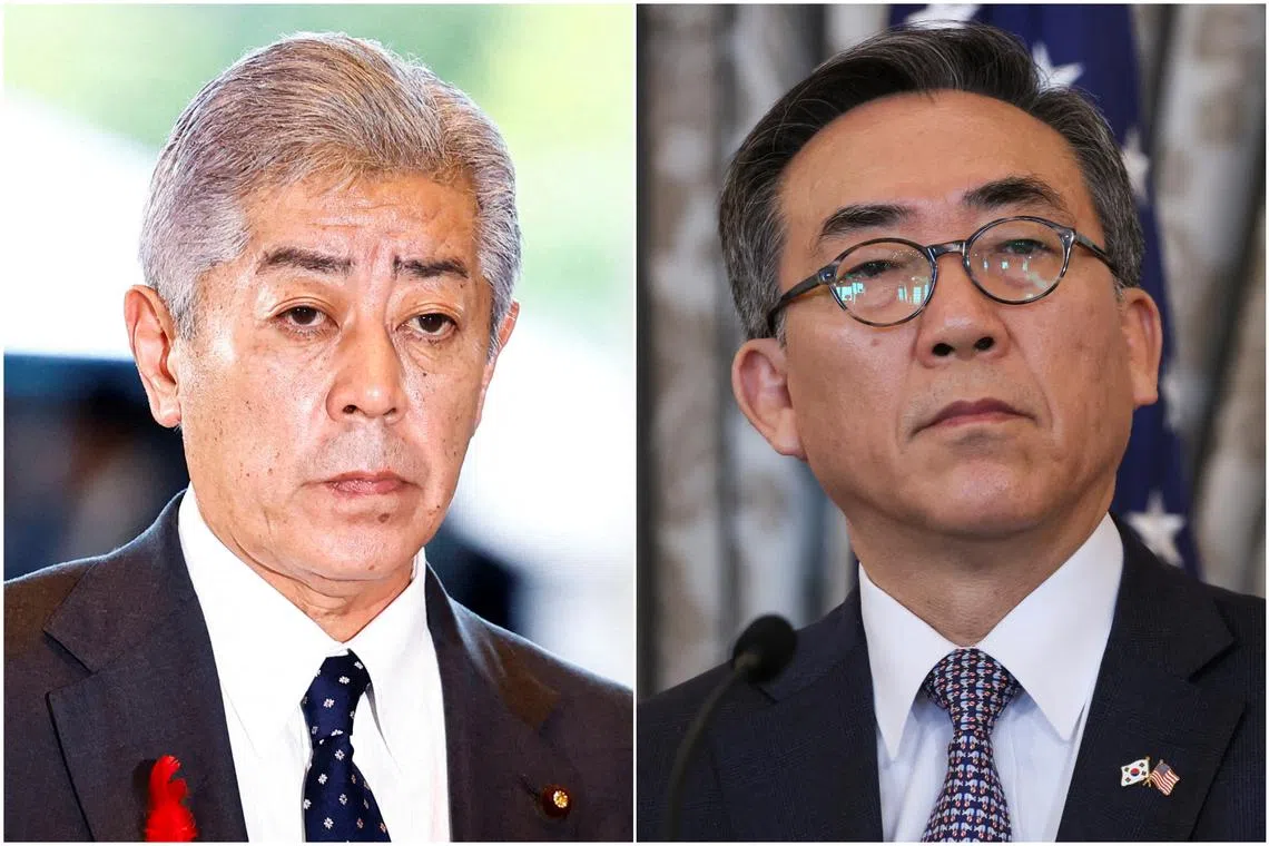 Japan's Takeshi Iwaya (left) and South Korea's Cho Tae-yul's meeting is the first of its kind since President Yoon's short-lived imposition of martial law.