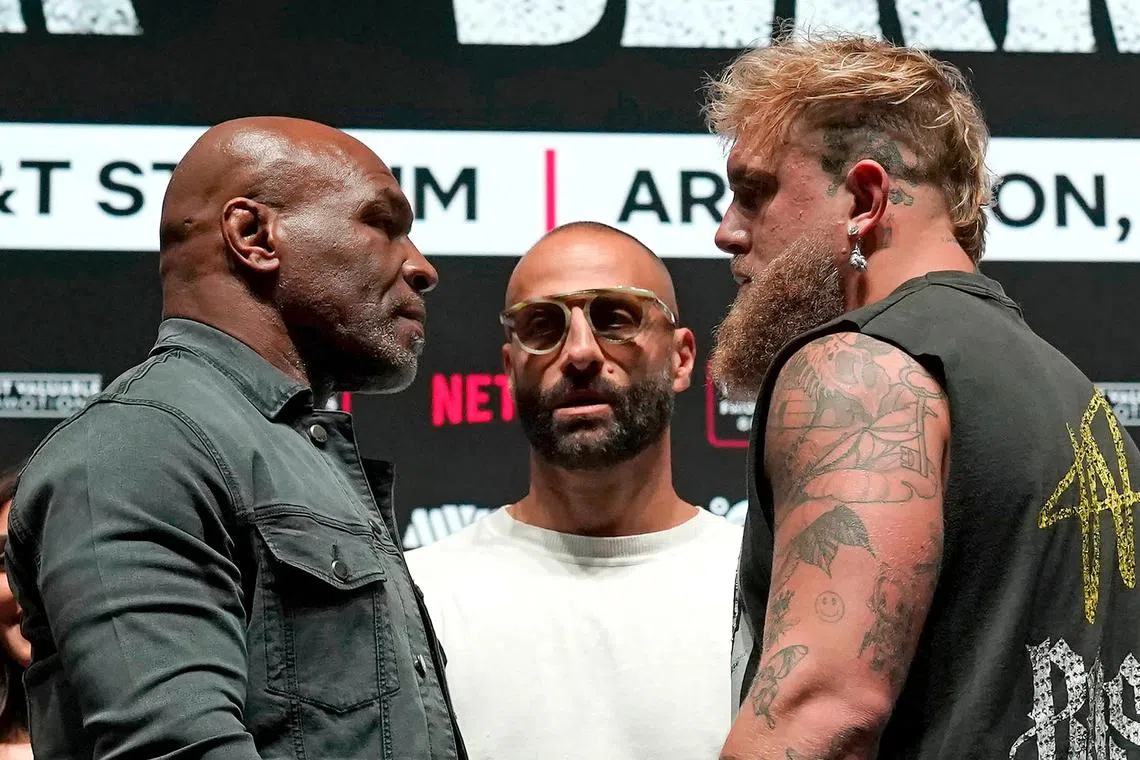 Boxer Mike Tyson (left) and Youtuber Jake Paul face each other on Nov 13, ahead of their heavyweight bout.