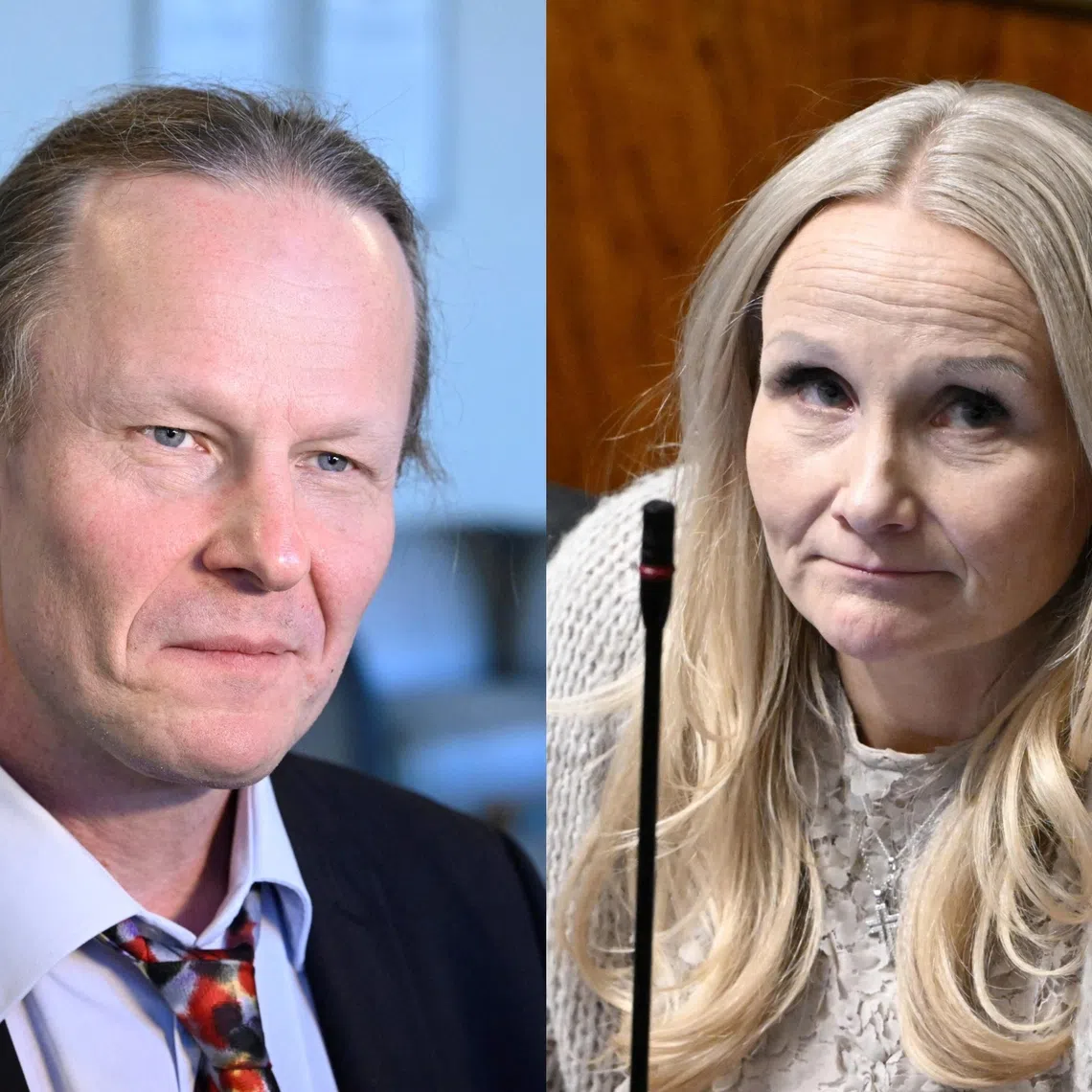 MPs Juho Eerola (left) and Kaisa ‍Garedew said they had apologised for posting similar images of themselves.