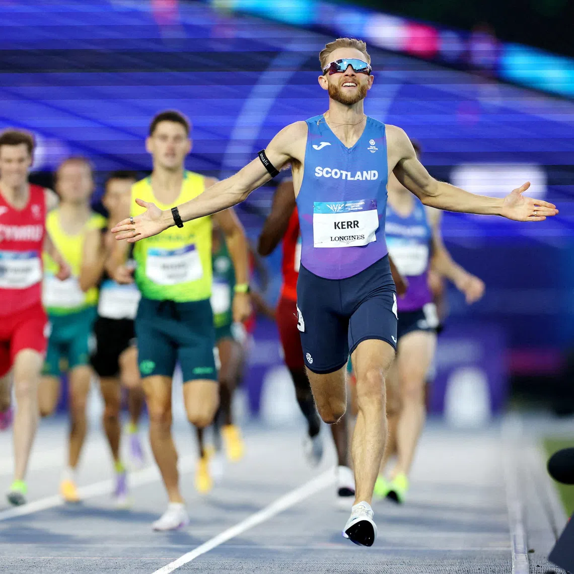 Commonwealth Games 2026 - Athletics - Scotstoun Stadium, Glasgow, Scotland, Britain - August 1, 2026 Scotland's Josh Kerr celebrates winning the Men's One Mile Final REUTERS/Isabel Infantes