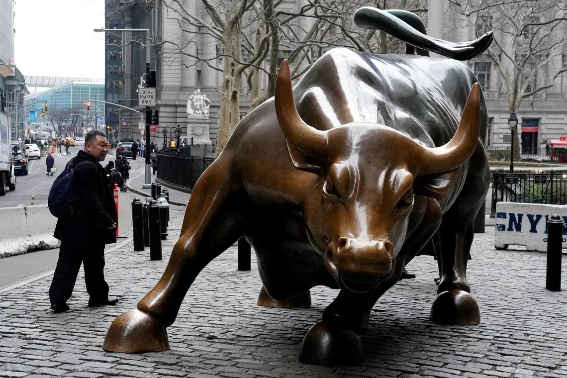 The bull is back, or at least that seems to be the prevailing street view as the Fed hints at three rate cuts this year.
REUTERS/Carlo Allegri//File Photo