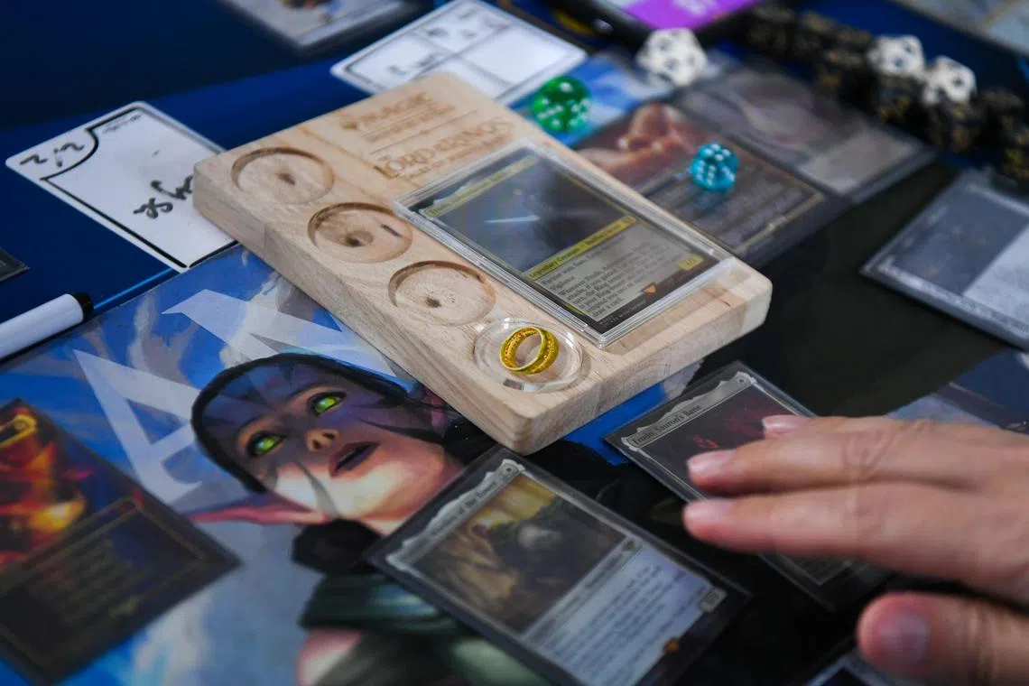 A game of Magic: The Gathering at a Lord Of The Rings-themed welcome party at Games Haven (Paya Lebar) on July 1, 2023.