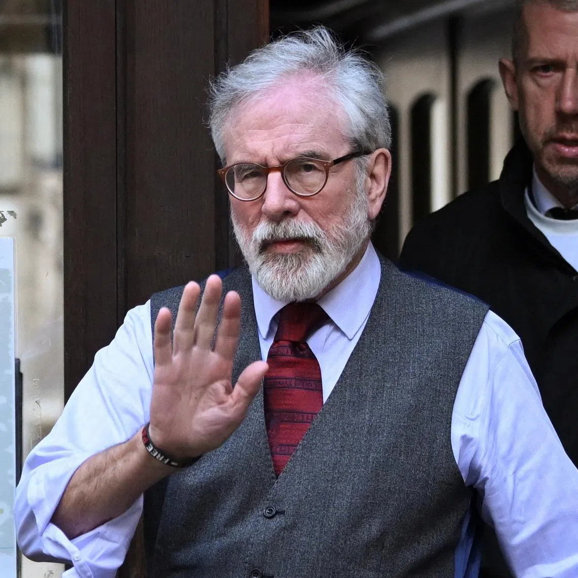 Former Sinn Fein president Gerry Adams walks outside the High Court as he attends a civil case seeking to hold him liable for Irish Republican Army bombings carried out in Britain in the 1970s and 1990s, in London, Britain, March 11, 2026. REUTERS/Jaimi Joy