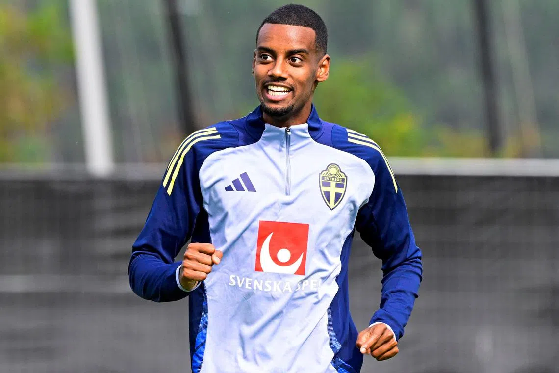 Sweden striker Alexander Isak in a training session on Sept 2 ahead of upcoming World Cup qualifiers.