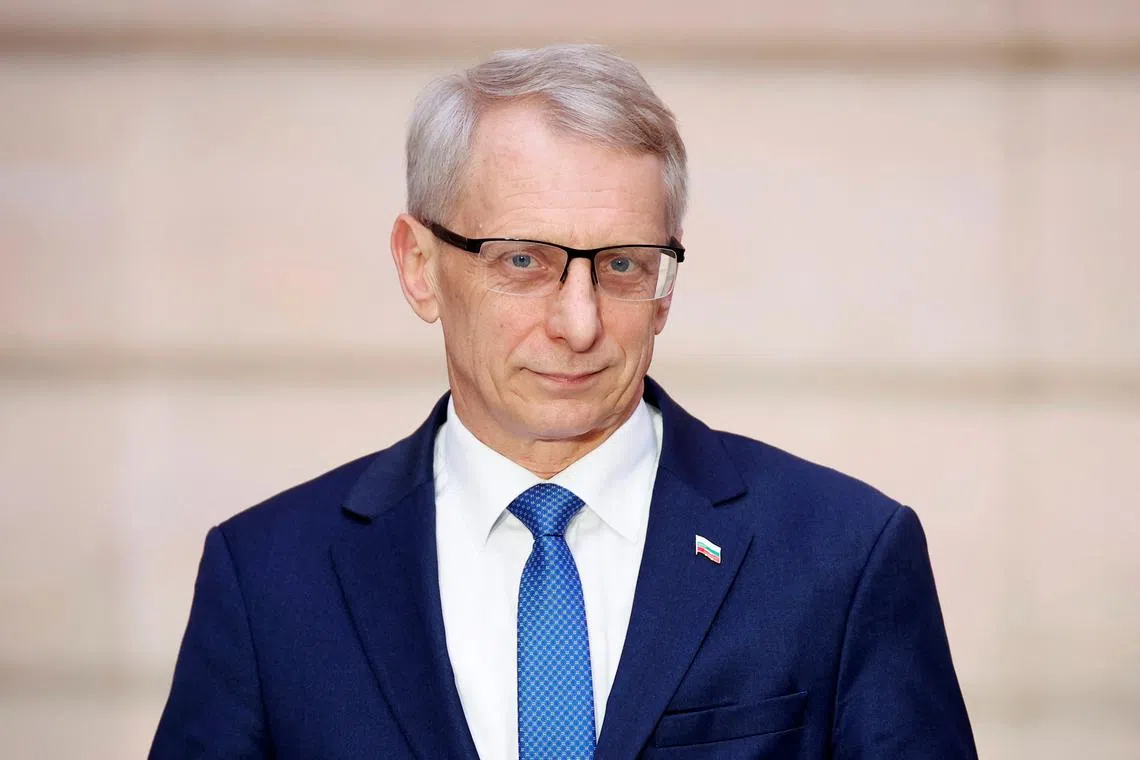 FILE PHOTO: Bulgarian Prime Minister Nikolai Denkov attends a joint press conference with French President Emmanuel Macron at the Elysee Palace in Paris, France February 21, 2024.  Thomas Padilla/Pool via REUTERS/File Photo