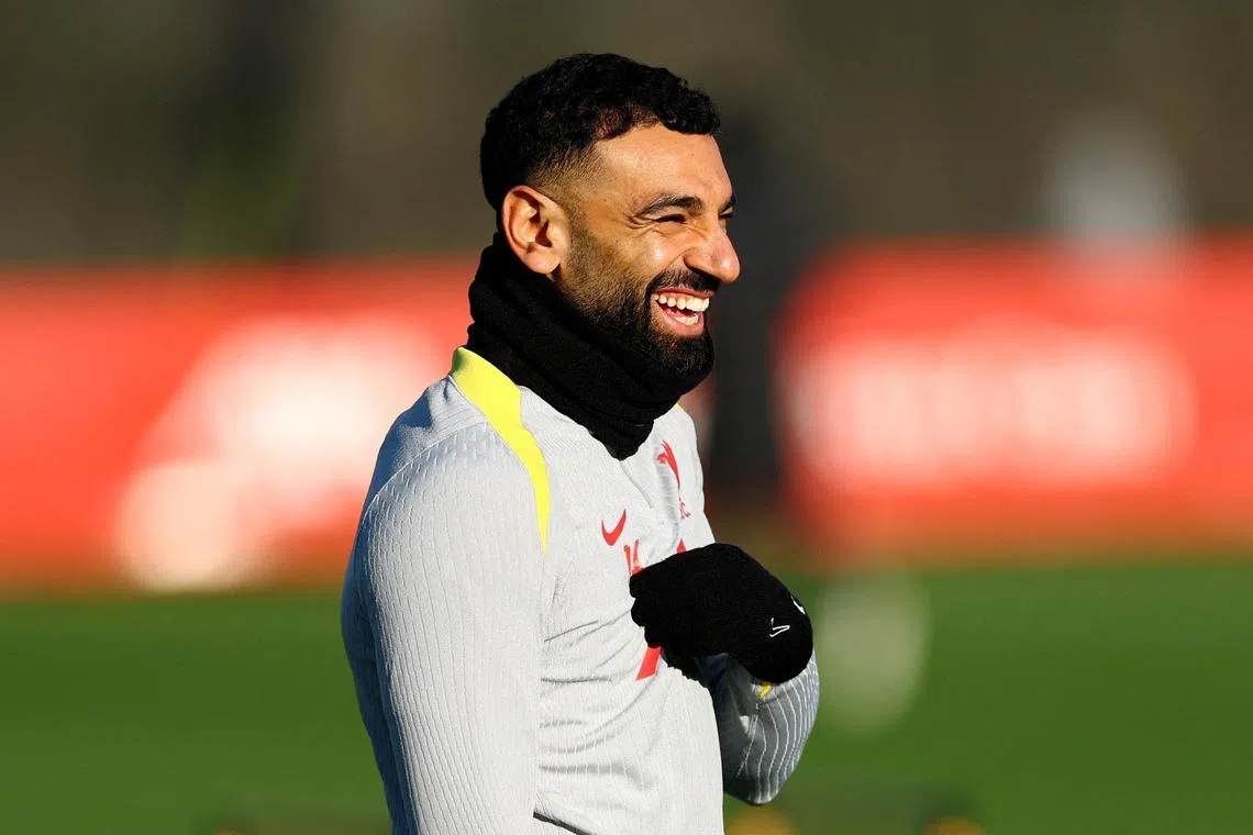 Liverpool's Mohamed Salah during training on Nov 26.