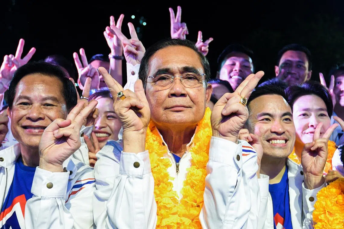 Thailand's Prime Minister Prayuth Chan-ocha's United Thai Nation Party is in third place with 12.84 per cent.