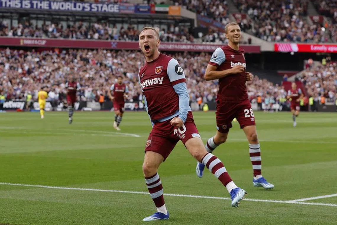 Soccer Football - Premier League - West Ham United v Sheffield United - London Stadium, London, Britain - September 30, 2023 West Ham United's Jarrod Bowen celebrates scoring their first goal Action Images via Reuters/Andrew Couldridge
