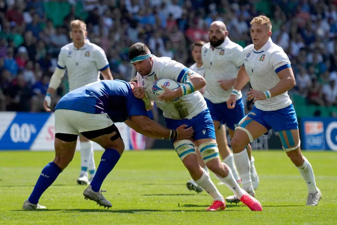 Italy flanker Sebastian Negri (centre) said Uruguay was a very aggressive team with great passion.