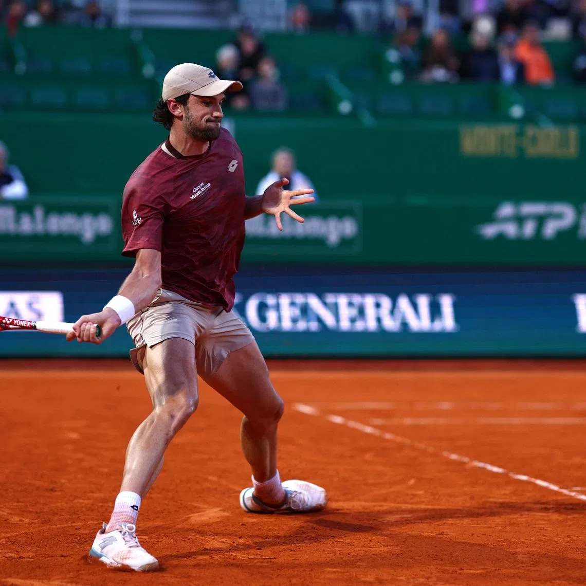 Tennis - ATP Masters 1000 - Monte Carlo Masters - Monte Carlo Country Club, Roquebrune-Cap-Martin, France - April 8, 2026 Monaco's Valentin Vacherot in action during his round of 32 match against Italy's Lorenzo Musetti. REUTERS/Manon Cruz