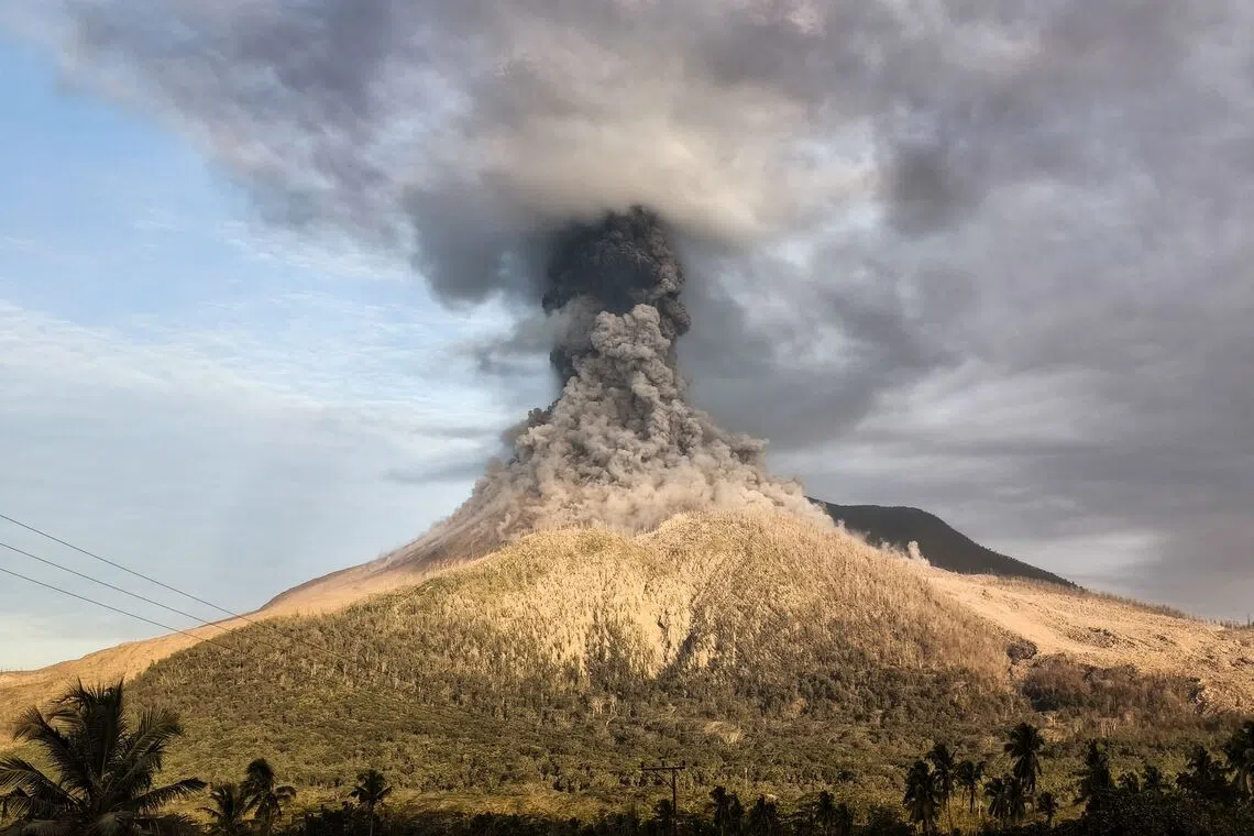 Mount Lewotobi Laki-Laki erupting on Aug 18. The volacno launched into a series of eruptions on the evening of Sept 19.