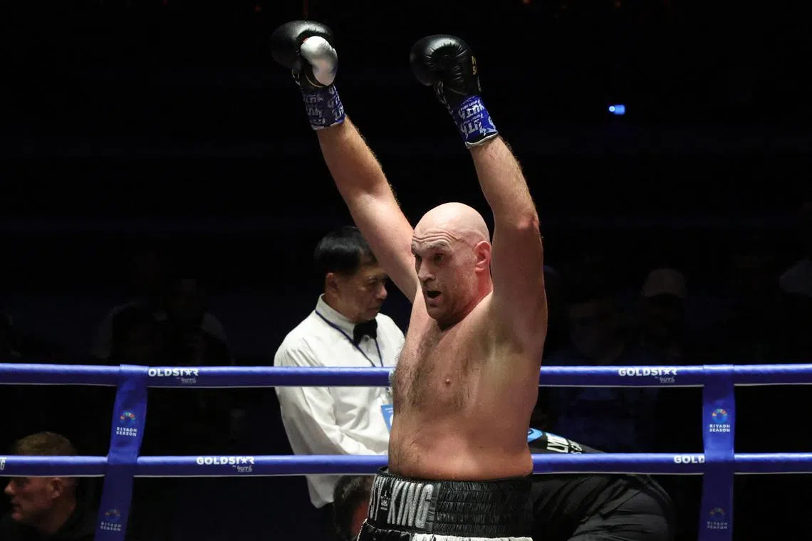 Boxing - Tyson Fury v Mariusz Wach - Max Muay Thai Stadium, Pattaya, Thailand - July 24, 2026 Tyson Fury celebrates after winning his fight against Mariusz Wach REUTERS/Athit Perawongmetha