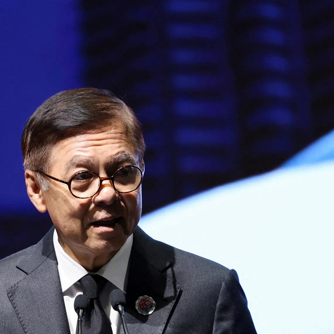 FILE PHOTO: Thailand's Foreign Minister Sihasak Phuangketkeow speaks during a press conference on the sidelines of the 47th ASEAN Summit in Kuala Lumpur, Malaysia, October 26, 2025. REUTERS/Edgar Su/File Photo