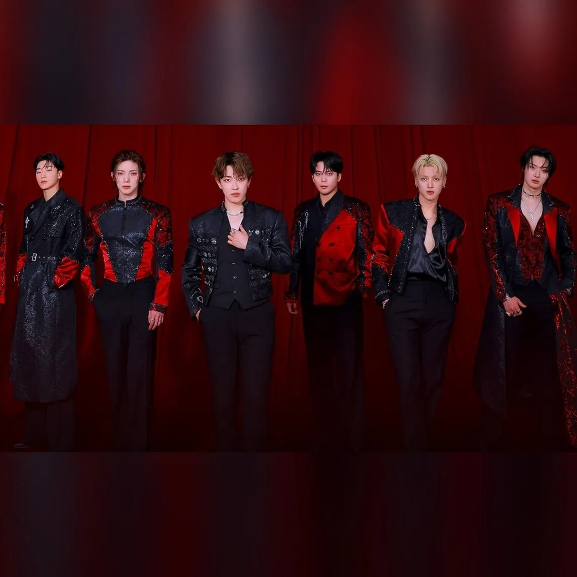 South Korean boy band Ateez comprise (from left) Yunho, Seonghwa, San, Yeosang,  Hongjoong, Jongho, Wooyoung and Mingi.