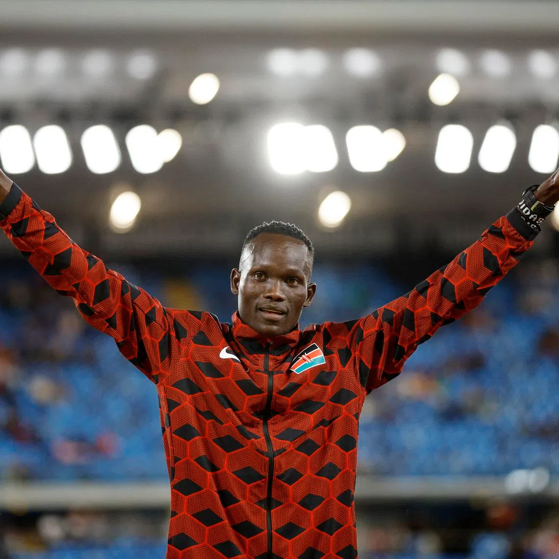 Commonwealth Games - Athletics - Men's 10,000m - Medal Ceremony - Alexander Stadium, Birmingham, Britain - August 2, 2022 Bronze medallist Kenya's Kibiwott Kandie celebrates on the podium REUTERS/John Sibley/File Photo