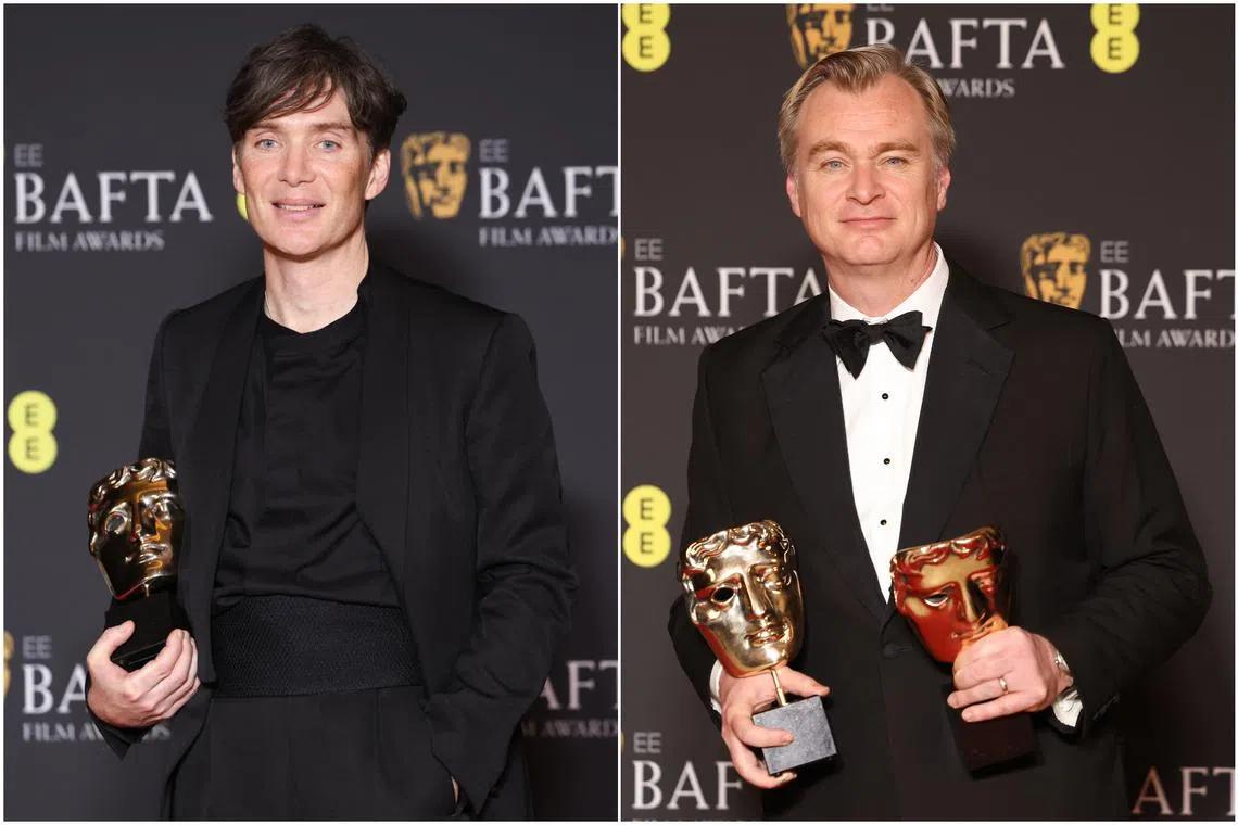 Oppenheimer won seven prizes in total, including best film and the best director award for Christopher Nolan (right), and Best Leading Actor for Cillian Murphy (left).