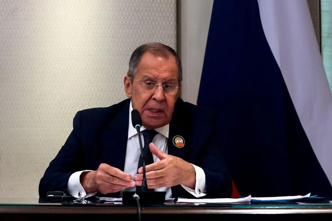 Russian Foreign Minister Sergei Lavrov speaks at a press conference, during the G20 summit, in New Delhi, India, September 10, 2023. REUTERS/Francis Mascarenhas