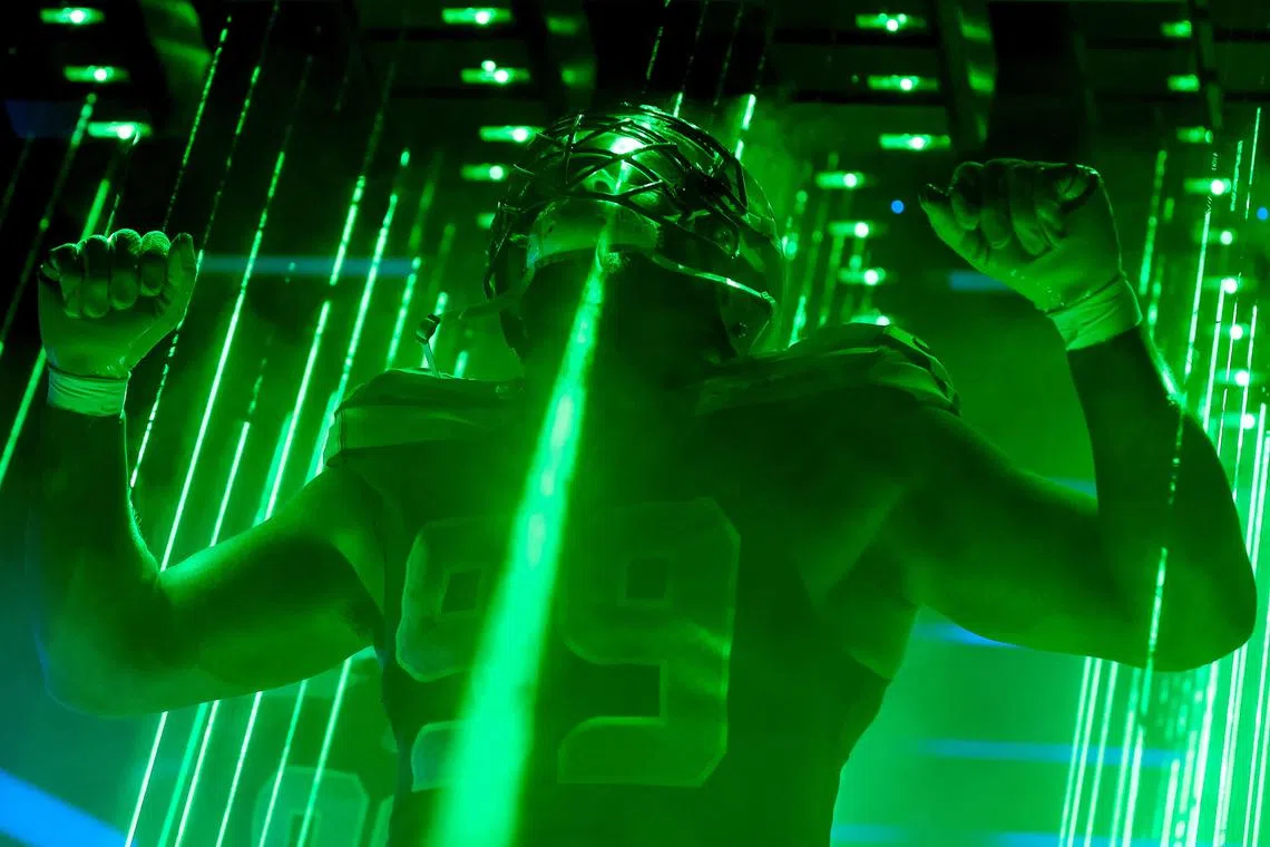 Leonard Williams (#99) of the Seattle Seahawks walks onto the field before the game against the Arizona Cardinals at Lumen Field on Nov 24, 2024, in Seattle, Washington.