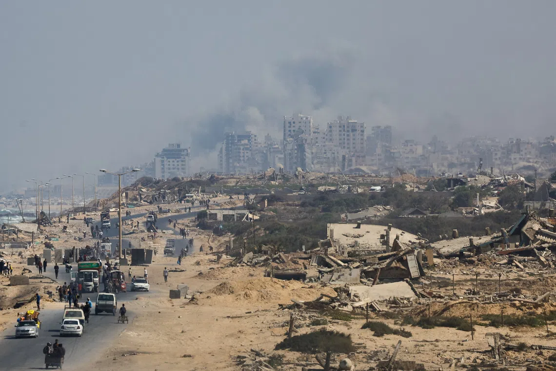 Smoke rising during an Israeli military operation in Gaza City on Sept 27.