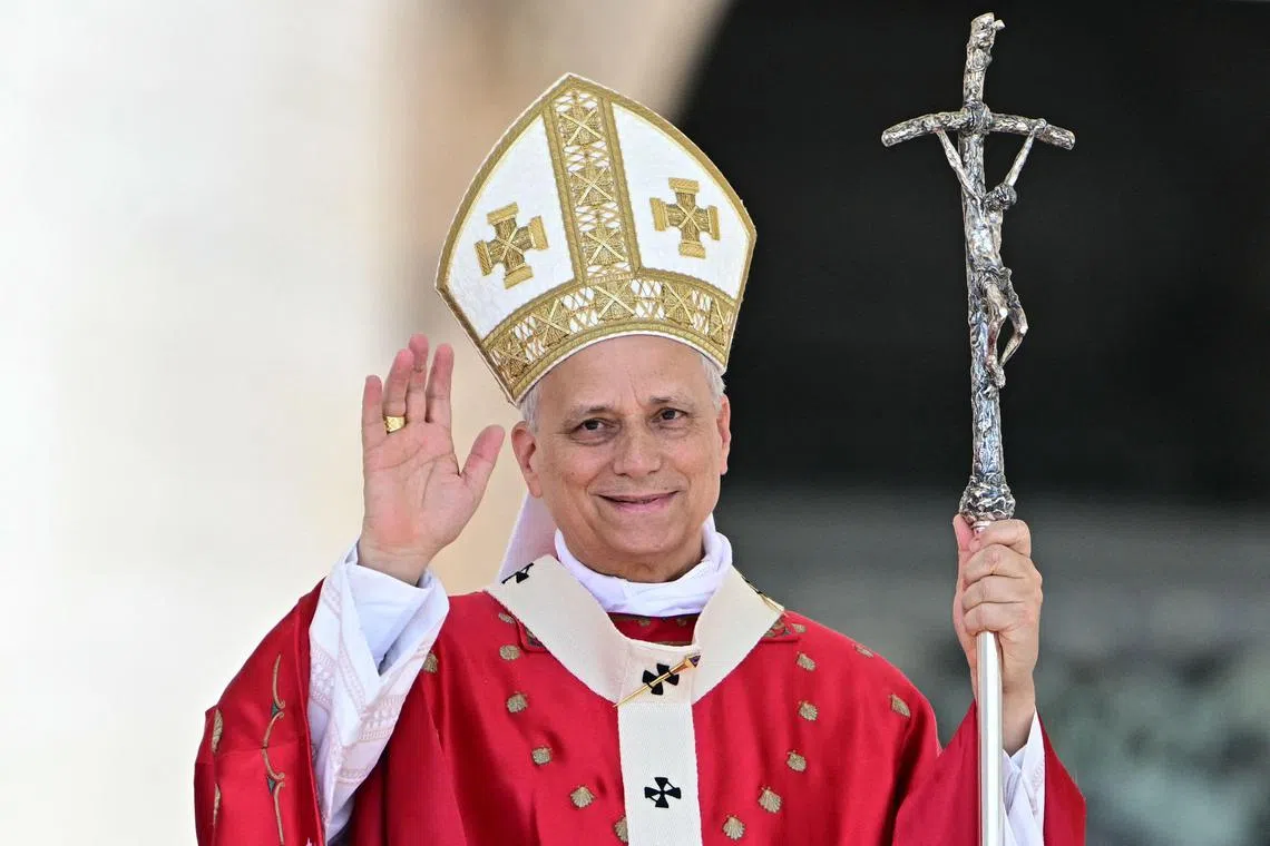 Pope Leo XIV addresses the crowd during the jubilee of movements, associations and new communities at St. Peter's square in The Vatican on June 8, 2025.