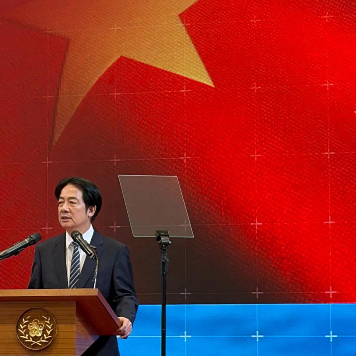FILE PHOTO: Taiwan President Lai Ching-te speaks at a press conference on defence spending in Taipei, Taiwan November 26, 2025. REUTERS/Yimou Lee/File Photo
