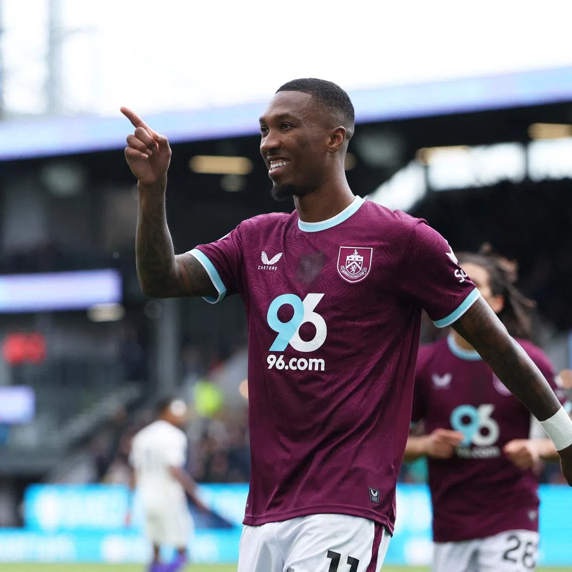 Soccer Football - Premier League - Burnley v Aston Villa - Turf Moor, Burnley, Britain - May 10, 2026 Burnley's Jaidon Anthony celebrates scoring their first goal REUTERS/Scott Heppell