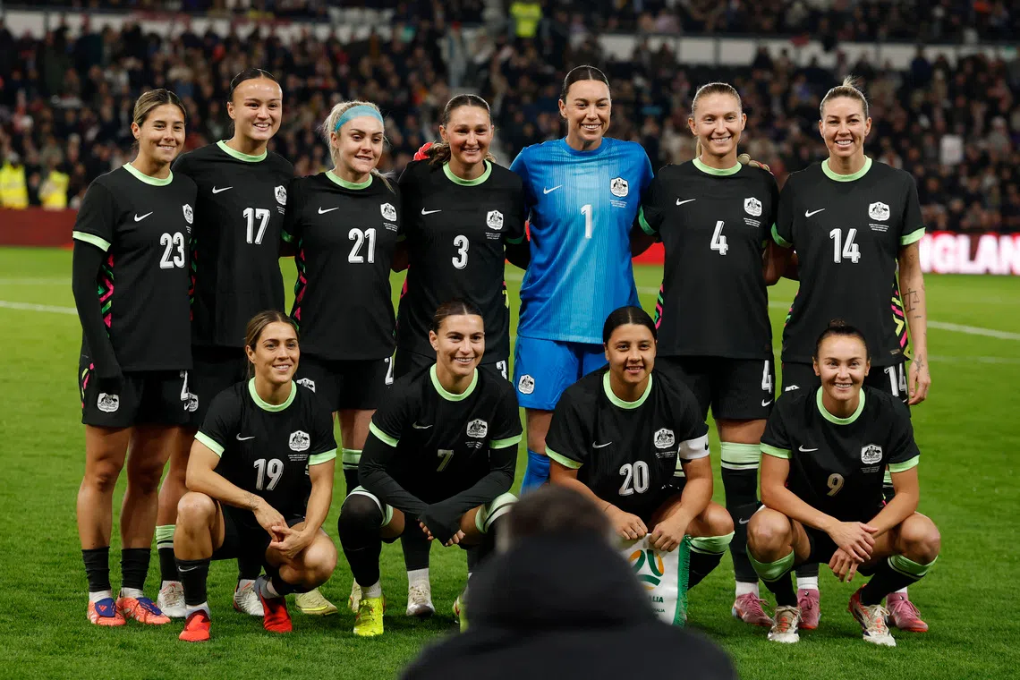 Soccer - Women's International Friendly - England v Australia - Pride Park, Deby, Britain - October 28, 2025 Australia players pose for a team group photo before the match Action Images via Reuters/Jason Cairnduff/ File Photo