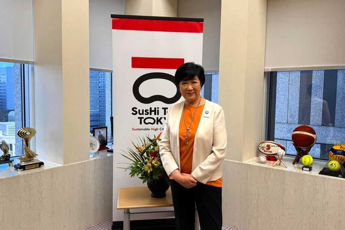 wskoike - Tokyo Governor Yuriko Koike poses after an exclusive interview with The Straits Times on Aug 25, 2026, marking her 10th anniversary since becoming Tokyo Governor.

 Credit - ST PHOTO: WALTER SIM