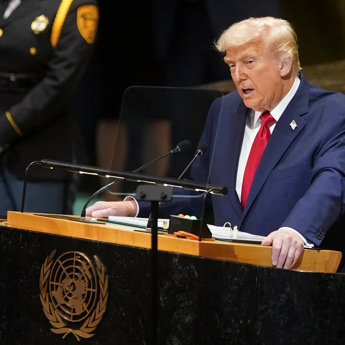 U.S. President Donald Trump addresses the 80th United Nations General Assembly, in New York City, New York, U.S., September 23, 2025. REUTERS/Al Drago