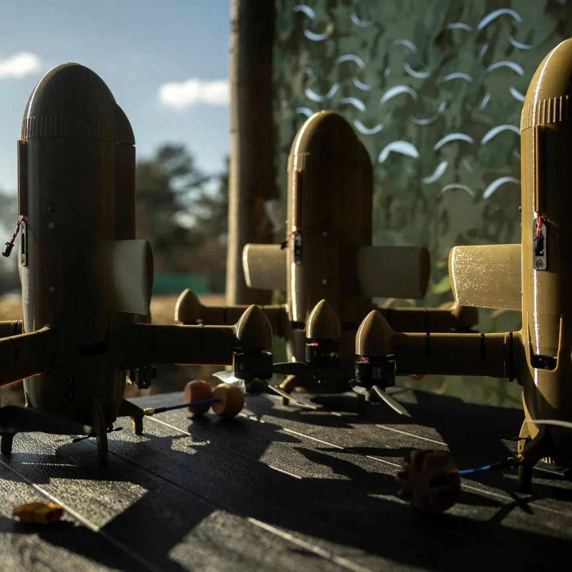 Sting interceptor drones are seen at an undisclosed location in Ukraine, March 16, 2026. REUTERS/Thomas Peter