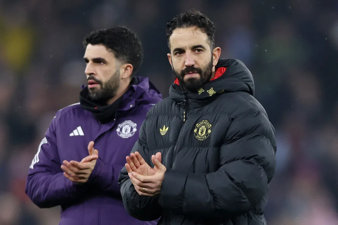 Soccer Football - Premier League - Aston Villa v Manchester United - Villa Park, Birmingham, Britain - December 21, 2025 Manchester United manager Ruben Amorim looks dejected after the match REUTERS/David Klein
