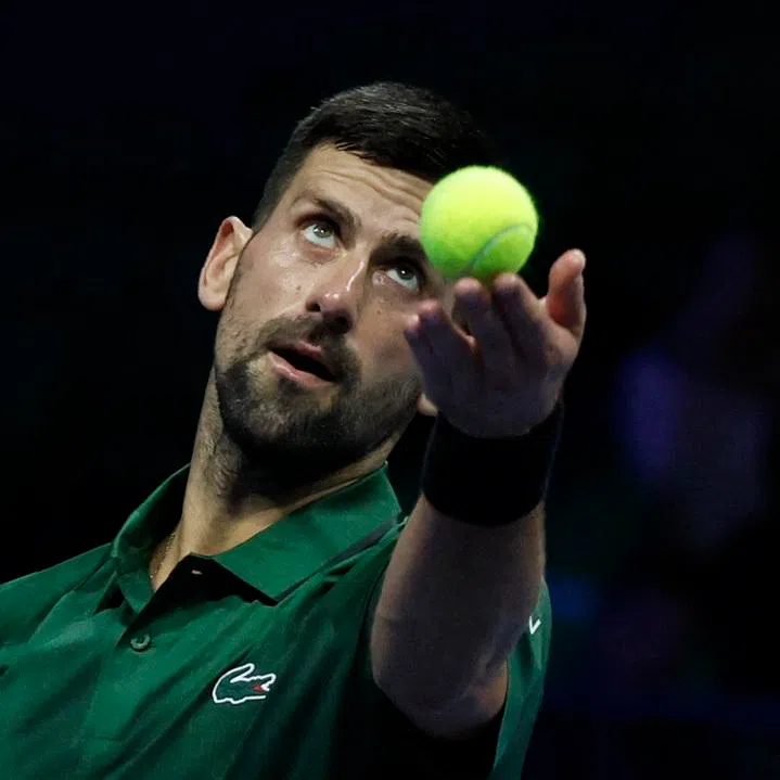 Tennis - ATP 250 - Hellenic Championship - Telekom Center Athens, Marousi, Greece - November 8, 2025 Serbia's Novak Djokovic in action during his final match against Italy's Lorenzo Musetti REUTERS/Louiza Vradi