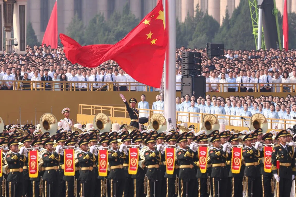 The parade comes as China faces mounting challenges at home, from sluggish economic growth to a weak job market.