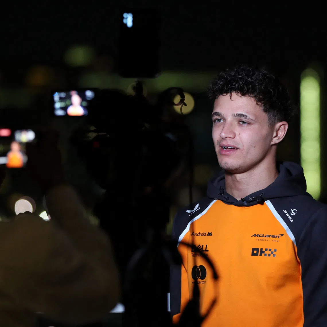 McLaren's Lando Norris is interviewed the day after becoming the 2025 Formula One World Champion in Abu Dhabi, United Arab Emirates, December 8, 2025. REUTERS/Satish Kumar