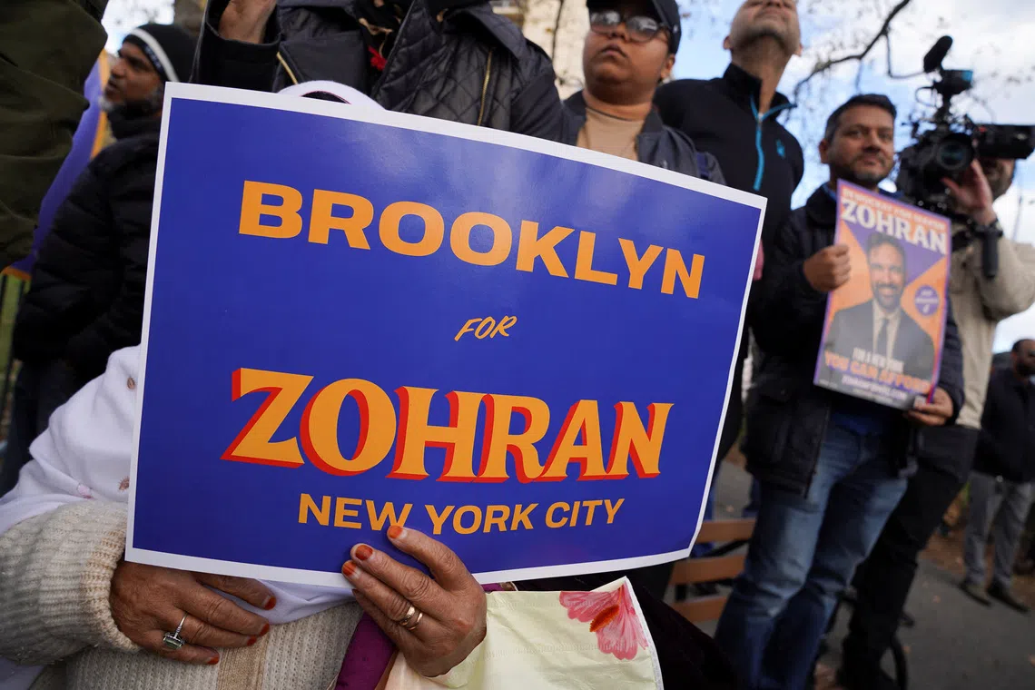 Supporters of Democratic candidate for New York City mayor, Zohran Mamdani, attend a campaign event on the final weekend before the 2025 New York City mayoral Election in the Queens borough of New York City, U.S., November 1, 2025.   REUTERS/Ryan Murphy