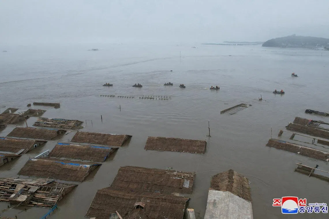 Pyongyang said many “public buildings, facilities, roads and railways” were flooded in its northern regions of Sinuiju and Uiju.