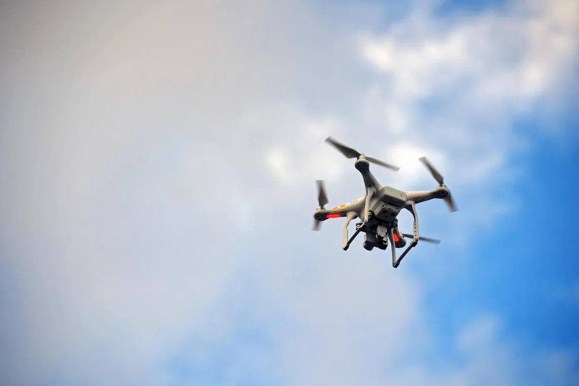 A drone in flight near the Padang on 16 July 2017.