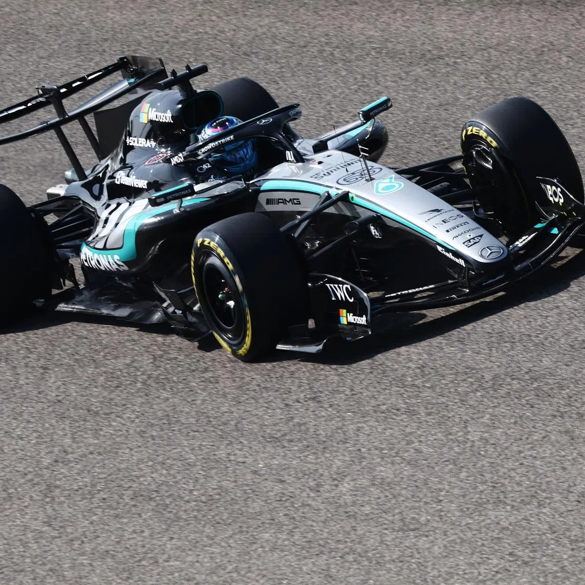 Formula One F1 - Pre Season Testing - Bahrain International Circuit, Sakhir, Bahrain - February 13, 2026 Mercedes' George Russell during the pre season training REUTERS/Jakub Porzycki