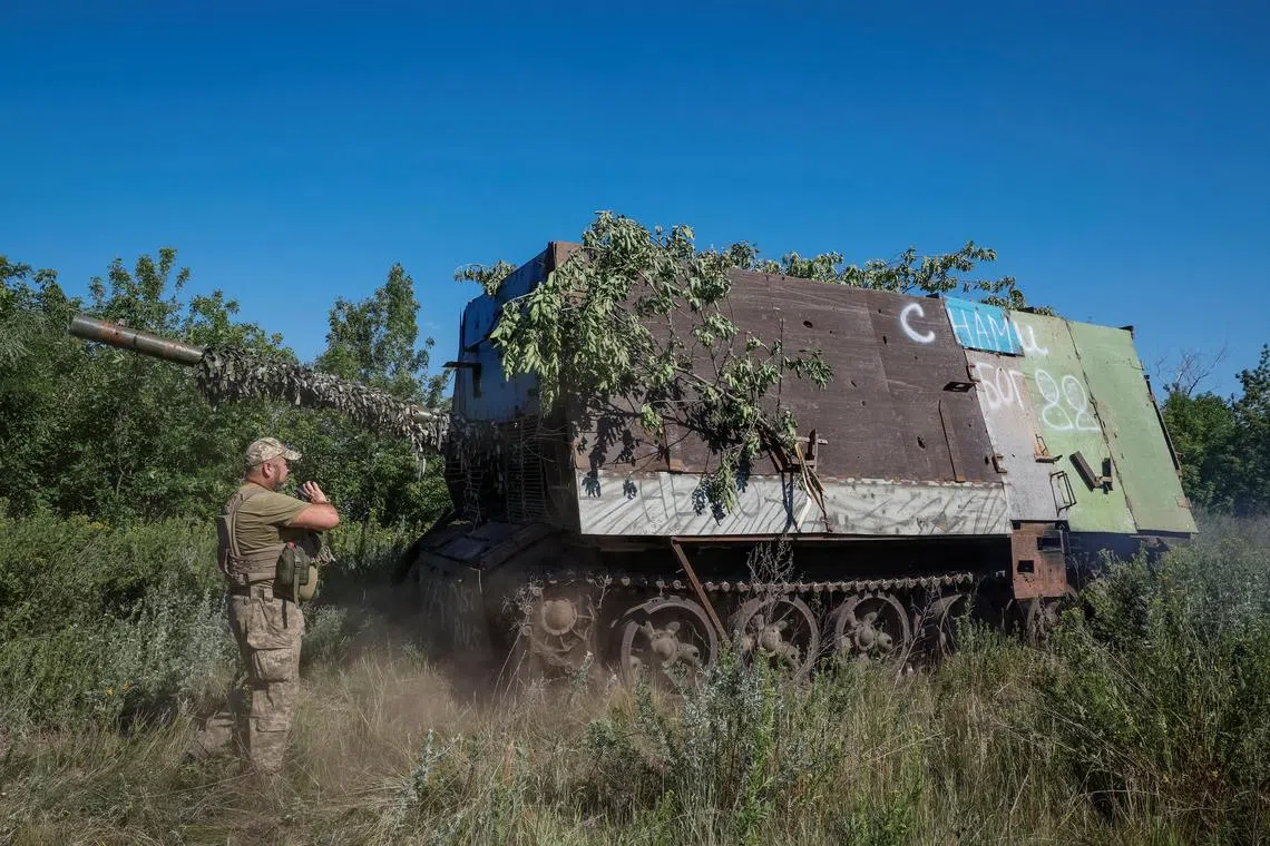 The Russian "barn" tank is built from a rusted T-62 tank that was modified to have a boxy metal shell as its exterior, a cage at its rear and electronic warfare devices attached to it.