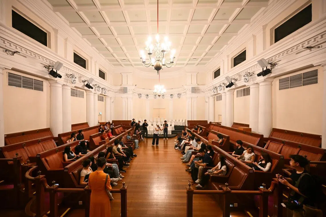 Participants of the heritage trail exploring The Arts House, formerly the Old Parliament House, on July 2.