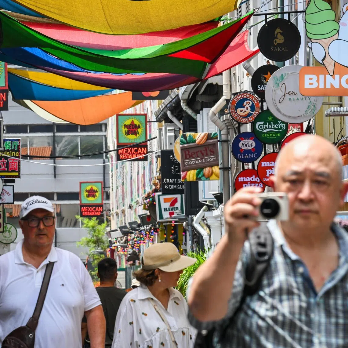 Various stores and shops at Haji Lane on April 10, 2026.
