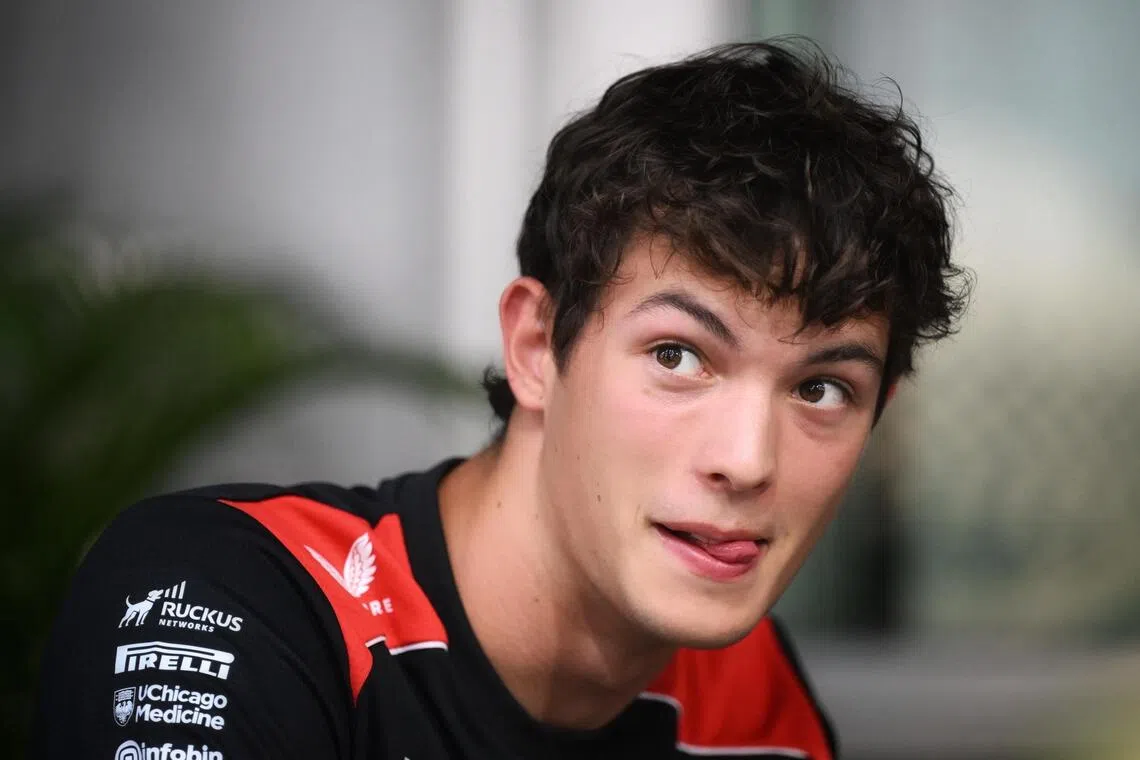 British driver Oliver Bearman, TGR Haas F1 Team, during an interview with ST at the paddock on Oct 8.