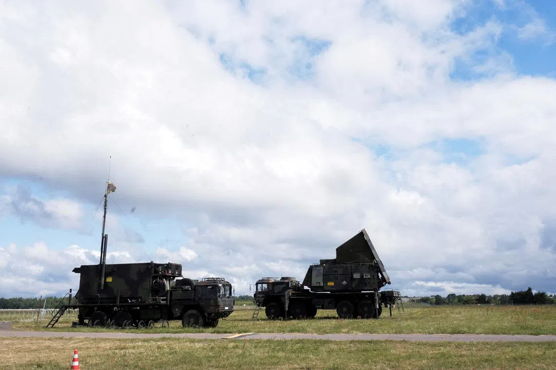 FILE PHOTO: German Patriot air defence system units are seen at the Vilnius airport, ahead of a NATO summit, in Vilnius, Lithuania July 10, 2023. REUTERS/Ints Kalnins/File Photo
